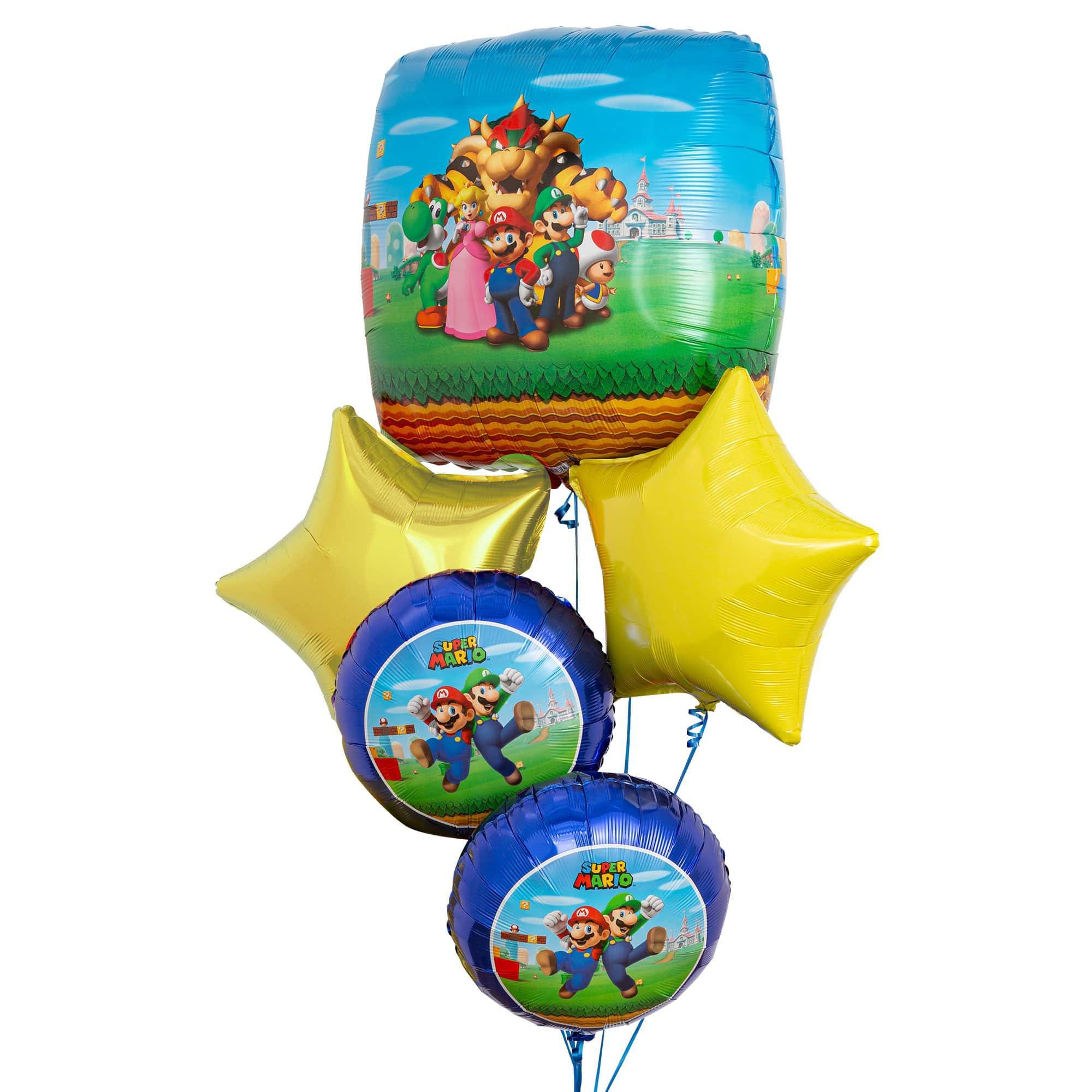 Super Mario Bros Foil Balloon Bouquet, 5pc